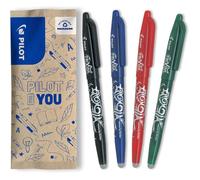 Lot de 4 FriXion Ball 07, Stylo Effaçable à Encre Thermosensible, Stylo Roller Rechargeable, 1 Bleu, 1 Noir, 1 Rouge, 1 Vert