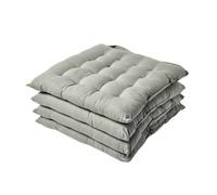 HOMESCAPES Galette de Chaise 40x40 cm, Lot de 4, Coussin de Chaise en Coton, Coloris Gris