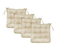 Lot de 4 galettes, coussins carrés capitonnés pour chaise - Beige - Linxor