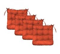 Lot de 4 galettes, coussins carrés capitonnés pour chaise - Terracotta - Linxor