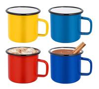 Lot de 4 gobelets en émail - 350 ml - En porcelaine - Pour le camping, la maison, les fêtes