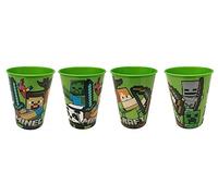 Lot de 4 gobelets pour enfant 260 ml/au choix : Cars, Pat' Patrouille, Avengers, Blaze/gobelets en plastique sans BPA - Cadeau pour garçon (design Minecraft)