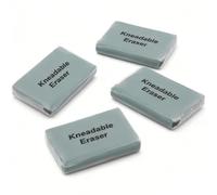 Lot de 4 gommes pétrissables en caoutchouc doux pour créer, effacer ou éclaircir les reflets pour le dessin au crayon, les œuvres d'art à la craie, pastel, charbon de bois