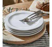 Lot de 4 grandes assiettes Alentejo blanc H/Ø env. 2.5/27.5 cm
