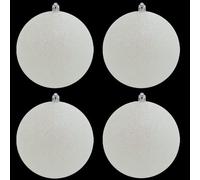 Lot de 4 Grandes Boules de Neige Blanches de 10,2 cm - Décoration de Noël irisée pour décoration de Sapin de Noël 4E's Novelty