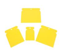 Lot de 4 Grattoirs à Mastic en Plastique Jaune pour Murs | Quatre Largeurs, Lame Épaissie et Bord Droit, Poignée Courbe, Surface Lisse sans Bavure