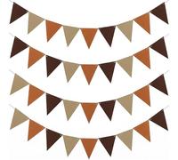 Lot de 4 Guirlande Fanion, 48 Fanions Guinguette 10×15 cm | Fanions Marron en Tissu Non-Tissé, sans Mât, Fixation par Pince, pour Anniversaire, Mariage, Décoration Champêtre