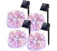 [Lot de 4] Guirlande Lumineuse Exterieur Solaire, 4x12M 100 LED Noël Guirlande Solaire Fil de Cuivre Étanche 8 Modes Guirlande Guinguette Solaire pour Jardin Terrasse Arbre Mariage Fête, Blanc Froid