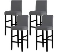 Lot de 4 Housse Tabouret Bar avec Dossier Extensible Protecteur Siège Chaise Salle à Manger Banquet Mariage Hôtel Cérémonie Gris
