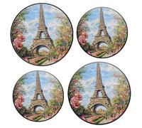 Lot de 4 housses de brûleur de cuisinière électrique pour accessoires de cuisinière, tour Eiffel sous le ciel bleu, couverture en métal pour étendre l'espace de comptoir