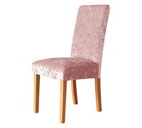 Lot de 4 housses de chaise en velours élasthanne extensibles, amovibles et lavables pour chaise de salle à manger, de mariage, de fête, de salle à manger, de maison, rose