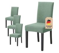 Lot de 4 housses de chaise extensibles à motifs vert clair - assise 38-45 cm dossier 45-65 cm salle à manger mariage et fête