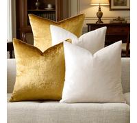 Lot de 4 housses de coussin carrées en velours doux de qualité supérieure pour canapé, chambre à coucher, salon, 45 x 45 cm