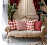 Lot de 4 housses de coussin de Noël rouges à carreaux et rayures, ultra douces et confortables, best-seller, décoratives pour la maison, le canapé, le salon, la chambre à coucher, sans coussin. 40*40,