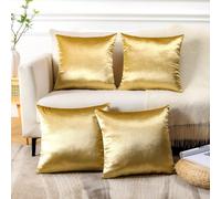 Lot de 4 housses de coussin décoratifs en velours doux unicolore avec fermeture à glissière invisible. Taies d'oreiller carrées pour canapé, voiture, patio, chambre, salon 45x45cm Noir 40*40,45*45Unic