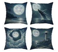 Lot de 4 housses de coussin décoratives lavables en velours doux et lavable pour maison, salon, chambre à coucher, dortoir, canapé, 30,5 x 30,5 cm, bleu nuit