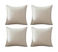 Lot de 4 housses de coussin en cuir synthétique doux pour décoration de salon, canapé, voiture (blanc cassé)