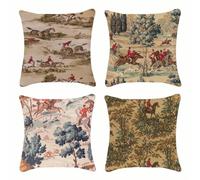 Lot de 4 housses de coussin modernes pour canapé, 45 x 45 cm, décoratives, en lin, insert non inclus