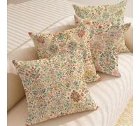 Lot de 4 Housses de Coussins 40x40 cm Crème, Housse Coussin Decoratif en Peluche Courte, Carré Coussin Exterieur Impermeable, Coussins Canapé pour Lit Chambre Salon Maison Deco Boho L-G599