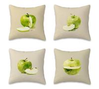 Lot de 4 Housses de Coussins 45x45 cm Simple, Housse Coussin Decoratif en Lin, Carré Coussin Exterieur Impermeable, Coussins Canapé pour Lit Chambre Salon Maison Deco Pomme L-G437