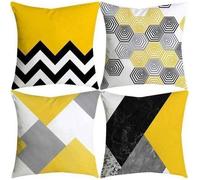 Lot de 4 Housses de Coussins Home Canapé Maison Voiture décoratif Taies d'oreillers Pillowcases, Jaune Séries Noël