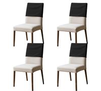 Lot de 4 housses de dossier de chaise de salle à manger, en polyester élastique, imperméable, anti-poussière, lavables et amovibles pour banquet, cuisine, fête, hôtel (taille M, noir)