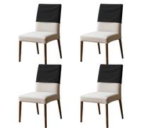 Lot de 4 housses de dossier de chaise imperméables, anti-poussière, lavables et amovibles en polyester élastique, pour banquet, cuisine, fête, hôtel (taille S, noir)