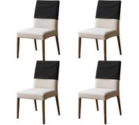 Lot de 4 housses de dossier de chaise imperméables, anti-poussière, lavables et amovibles en polyester élastique (taille S, noir)