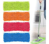 Lot de 4 housses de rechange en microfibre chenille pour balai-serpillère plat. Idéal pour sols carrelés.Réutilisable