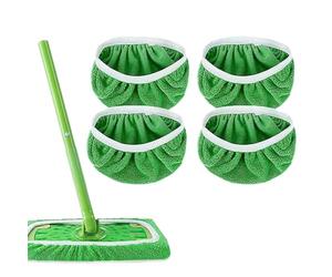 Lot de 4 housses de serpillère en microfibre lavables 25,5 x 11,5 cm | Serpillière pour utilisation humide et sèche, en microfibre pour balai à franges Swiffer Sweeper Mop