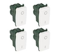 Lot de 4 interrupteurs bipolaire 0/1 16 A compatibles avec Plana | Module interrupteur 2P 16AX 250 V encastrable pour appareils ménagers, raccord à encliquetage rapide, pratique, blanc