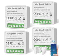 Lot de 4 interrupteurs intelligents 1 voie compatibles avec Smart Life - Mini modules DIY - Interrupteur intelligent - Compatible avec Tuya, Alexa Echo, Google Home