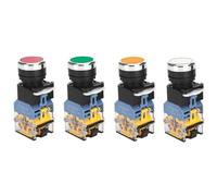 Lot de 4 interrupteurs momentanés à bouton-poussoir 22 mm 10 A 12 V-24 V-48 V-110 V-230 V-380 V 1NO 1NC DPST LA38-11DN (rouge/vert/jaune/blanc)
