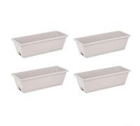 Lot de 4 jardinières en plastique avec trous de drainage et plateau pour cultiver des fleurs, des plantes grasses et des légumes en intérieur ou en extérieur (ombre grise)