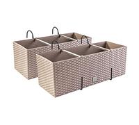 Lot de 4 jardinières en rotin avec support, jardinière pour balcon, pot de plantes, marron moka