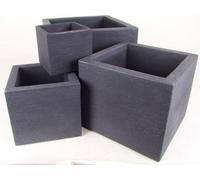 Lot de 4 jardinières « Kubus » - cache-pots - pot de fleurs 50 cm en plastique