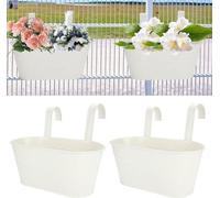 Lot de 4 jardinières suspendues en métal, jardinières en métal de 27,5 cm, lampe de balcon blanche, grande jardinière pour balcon ou jardin