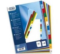 Lot de 4 Jeux d'intercalaires numérique 12 positions A4 colorés G