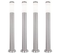 Lot de 4 lampadaires d'extérieur Lampe de jardin en acier inoxydable Lampe de jardin sur pied argentée Lampe d'extérieur sur pied, acier inoxydable, 1x E27, IP44, 12,7 x 80 cm