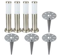 Lot de 4 lampadaires extérieurs enfichables argent ACIER INOXYDABLE éclairage chemin de jardin lumières de base de piquet de sol