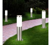 Lot de 4 lampadaires inox éclairage extérieur dans un set comprenant des ampoules LED