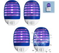 Lot de 4 Lampes Anti-moustiques électriques Piège à mouches UV Prise de courant pour mouches moustiques mites cuisine chambre