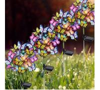 Lot de 4 lampes solaires de jardin, lampes solaires d'extérieur étanches, lampes solaires papillon