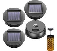 Lot de 4 lampes solaires de rechange : φ 8 cm - Lampe solaire de rechange avec LED claire - Étanche IP65 - Panneau solaire de rechange - Panneau solaire de rechange pour lanterne solaire de jardin