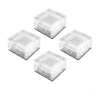 Lot de 4 lampes solaires en forme de brique de glace, lumières solaires en verre avec lumière blanche/chaude, étanches, lampes de sol décoratives pour terrasse, cour, allée (lumière blanche)