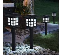 Lot de 4 lampes solaires LED jardin plug-in lumières patio éclairage extérieur véranda lanternes à piquet de sol