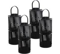 Lot de 4 lanterne photophore, décoration intérieur et extérieur, photophore pour bougies , lanterne à bougie cylindrique en bois coloris noir - Diamètre 24 x Hauteur 64.5 cm -JUANIO - Noir G