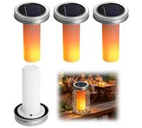 Lot de 4 LED Mason Jar Lampes Solaires de Rechange,Ampoule Solaire Exterieur Couvercles de Rechange,pour Lampes Solaires de Jardin,Haut de Rechange pour Lanternes Extérieures, Suspendues, Jardin