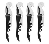 Lot de 4 Limonadier Professionnel, Tire-bouchon en acier au carbone 3 en 1 pour bouteille de bière et de vin, tire-bouchon de serveur et coupe-capsule pour sommeliers, serveurs et barmen,Noir