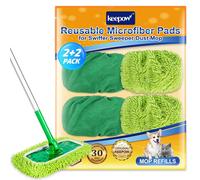 Lot de 4 lingettes de nettoyage réutilisables pour balai-serpillière Swiffer, en velours corail et en microfibre